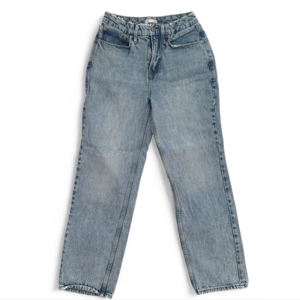 Good American distressed blue jeans